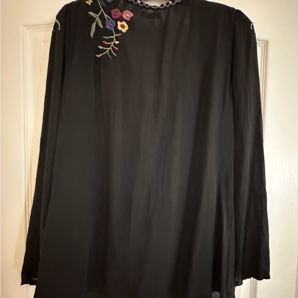 Johnny Was Black and Red Embroidered Blouse - Picture 7 of 8